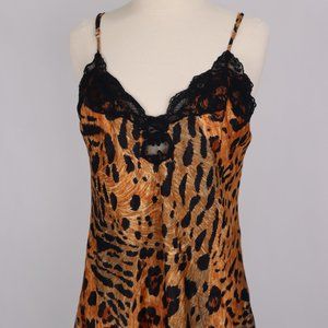 🌺 Vtg Victoria's Secret NWOT Tiger Animal Print Lace Babydoll Nightgown Teddy